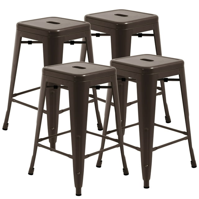 YRLLENSDAN Counter Height Bar Stools Set of 4, Metal 24 Inch Backless