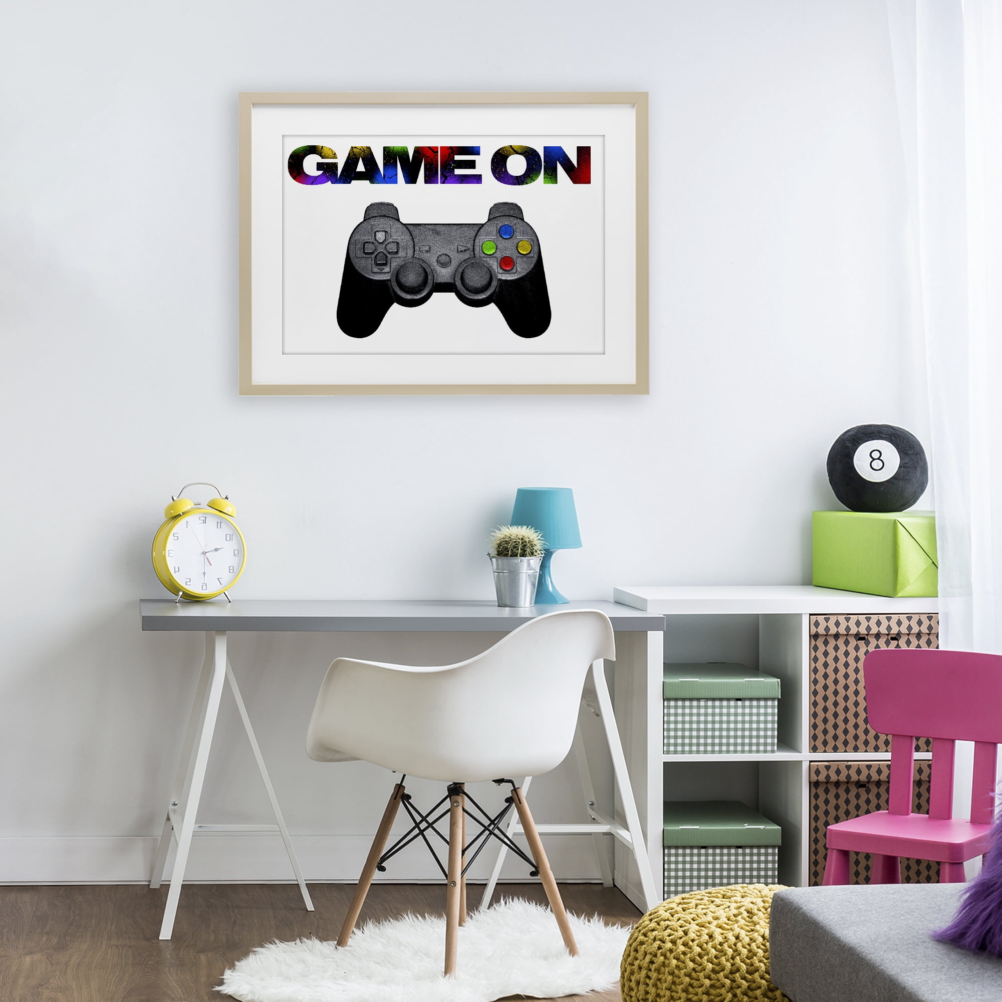 Stupell Industries Controller Game On Splatter Birch Framed Print Under Glass, design by Marcus Prime
