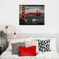 thumbnail image 4 of FLORID Black and White Red Canvas Paintings Golden Gate Bridge Bedroom San Francisco Wall Art Contemporary Home Decor California Bathroom Art 20x16 in / 16x12 in 20x16in, 4 of 4