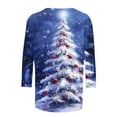 thumbnail image 5 of DailyTrove Women's Christmas 3/4 Sleeve Top, Snowy Ornament Tree Print, Festive Fit, Breathable Fabric, Christmas Celebrations & Daily Wear, 5 of 6