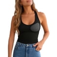 thumbnail image 3 of Feancey Womens Padded Halter Top Double Lined Built in Bra Workout Tank Tops Breathable Casual Sleeveless Yoga Shirts Slim Fit Camisoles Black S, 3 of 7