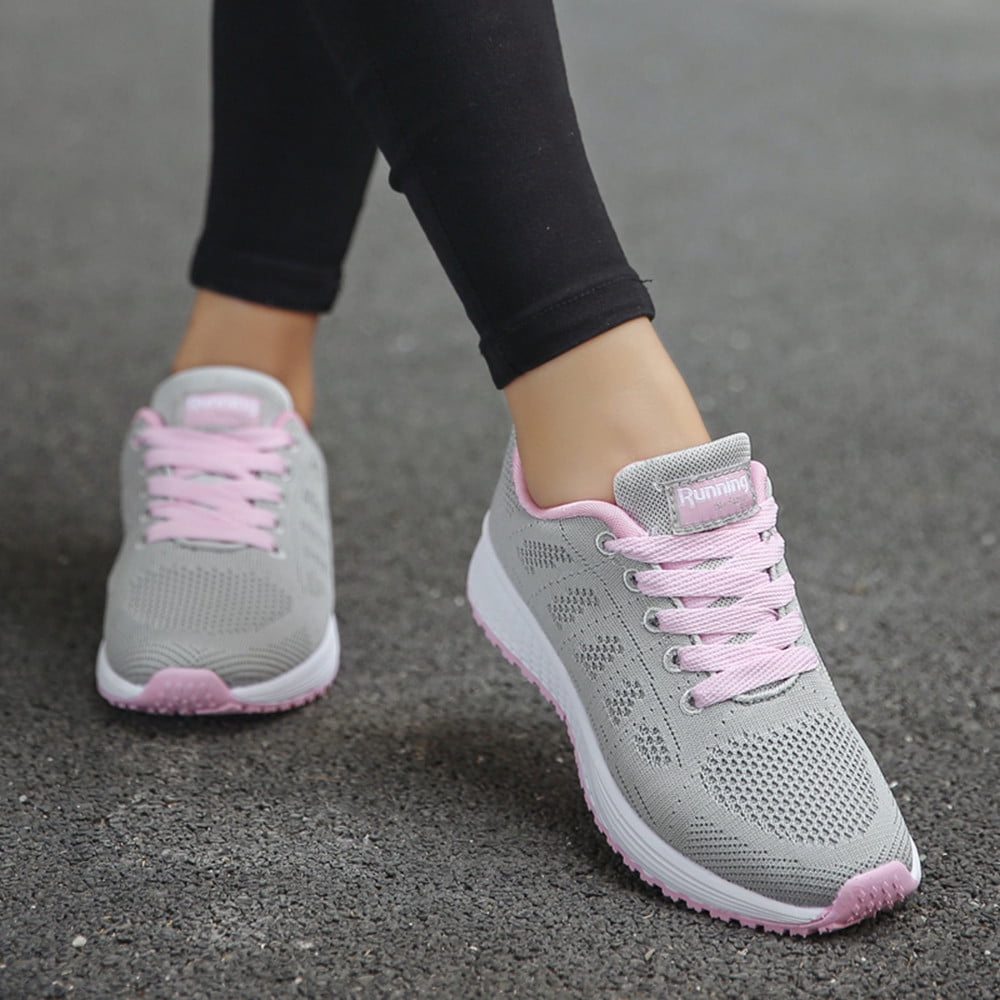 fukaraa Women's Lace Up Low Top Hiking Shoes Lightweight Solid Mesh Breathable Trekking Shoes