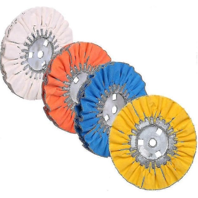 Airway Buffing Wheel Kit 4 Piece Kit (1 Pcs White 1 Pcs Orange 1 Pcs Blue 1 Pcs Yellow) 8" In Diameter 5/8" In Arbor Hole 12 Ply For Angle Grind