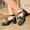 Black, variant on Liyamei Girls Sandals Kids Heels Open Toe Ankle Strap Dress Shoes Flower Wedding Party For Little/Big Kid Sandals For Girls Size Black 9-9.5 Years