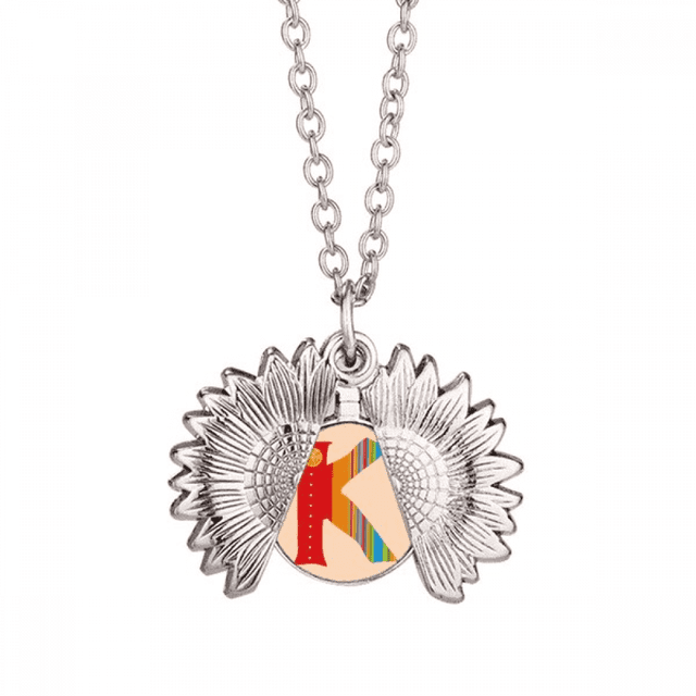 K lindo patron alfabeto naranja Collar de girasol collar collar collar colgante