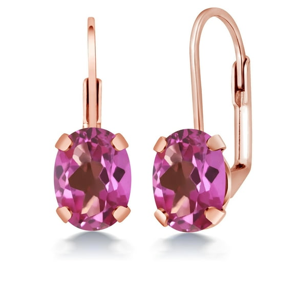 Gem Stone King 2.60 Ct Oval Pink Mystic Topaz Brass Rose Gold Plated Brass Earrings