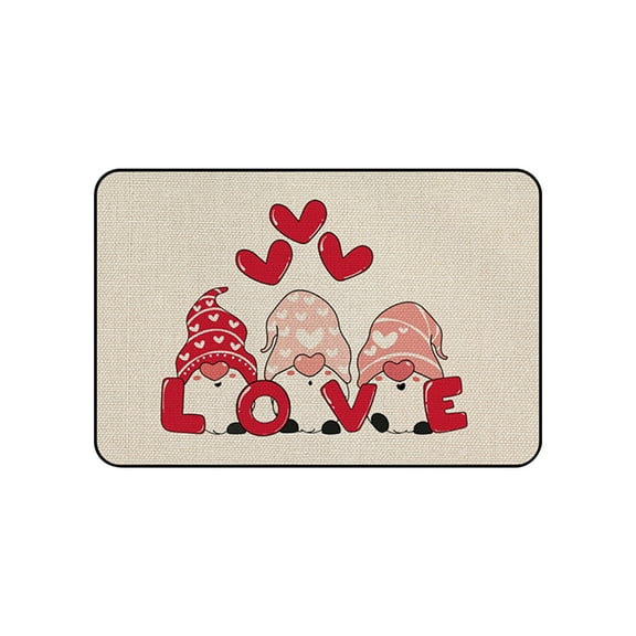 Nmdmisc Cute Gnome Love Non-Slip Area Rug Sweet Valentines Day Floor Carpet Comfort Floor Mats Decor for Indoor Front Porch,Living Room, Bedroom,Kitchen (24" * 16")