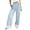 Blue, variant on Womens Flowy Wide Leg Pants Casual Trousers Lace Trim High Waist Comfortable Loungewear Stretchy Everyday Wear for Women Size One Size