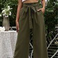 thumbnail image 5 of Pantalones largos casuales para mujer, cintura alta, cinturón, bolsa de papel, pantalones de trabajo con bolsillos, 5 of 5