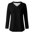 thumbnail image 4 of ShomPort Women Long Sleeve Shirts Casual V Neck Solid Color Blouses Dressy Tunic Tops for Leggings, 4 of 4
