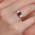 thumbnail image 4 of Gem Stone King 10K White Gold Red Garnet White Moissanite and White Lab Grown Diamond 3 Stone Engagement Ring for Women (2.54 Cttw, Gemstone Birthstone, Available in Size 5, 6, 7, 8, 9), 4 of 5