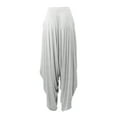 thumbnail image 3 of A2Y Women's Baggy Elastic Ban Wide Leg Pockets Harem Pants Heather Grey L, 3 of 3