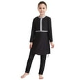 thumbnail image 5 of Girls Swimsuit Girl's Full Coverage Long Sleeve Swim Shirt and Swim Pants with Hat Girls Bathing Suits Grey 14-15 Years, 5 of 8