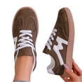 thumbnail image 4 of Women's Suede and Leather Lace Up Retro Sneakers Gum Sole Casual Walking Shoes Comfortable Breathable Anti Slip Trainers for Everyday Wear,Brown 38(US-6.5), 4 of 5
