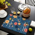 thumbnail image 3 of Pioneer Flower Floral Print Pattern Summer Placemats Table Placemats Set Of 6-Linen Kitchen Washable Placemats Table Mats 12x18 Inch Non-Slip Heat Resistant, 3 of 5
