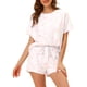 thumbnail image 1 of Conjunto de pijama para mujer INSPIRE CHIC, estampado de teñido anudado, camisetas de manga corta y pantalones cortos, 2 piezas, color rosa, 1 of 5