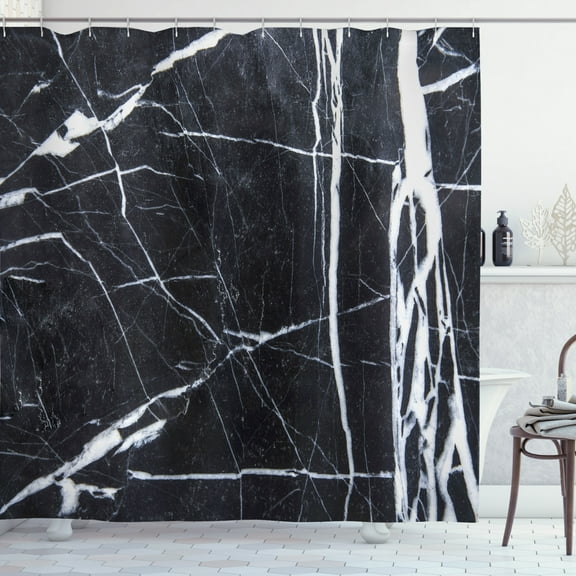 Ambesonne Marble Print Shower Curtain, Grunge Natural Stone, 69"Wx84"L, Charcoal Grey White