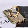 thumbnail image 4 of Magnetic Case for iPhone 14 Pro with Holder Stand,Rhinestone Glitter Plated Bling Luxury Phone Case（Compatible with MagSafe） Shockproof Kickstand Design for iPhone 14 Pro-Gold, 4 of 14