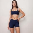 thumbnail image 2 of Women's High Waist V-Cut Active Shorts with Seamless Stretch Compression Fit and Contoured Flattering Silhouette - Navy, Small, 2 of 7