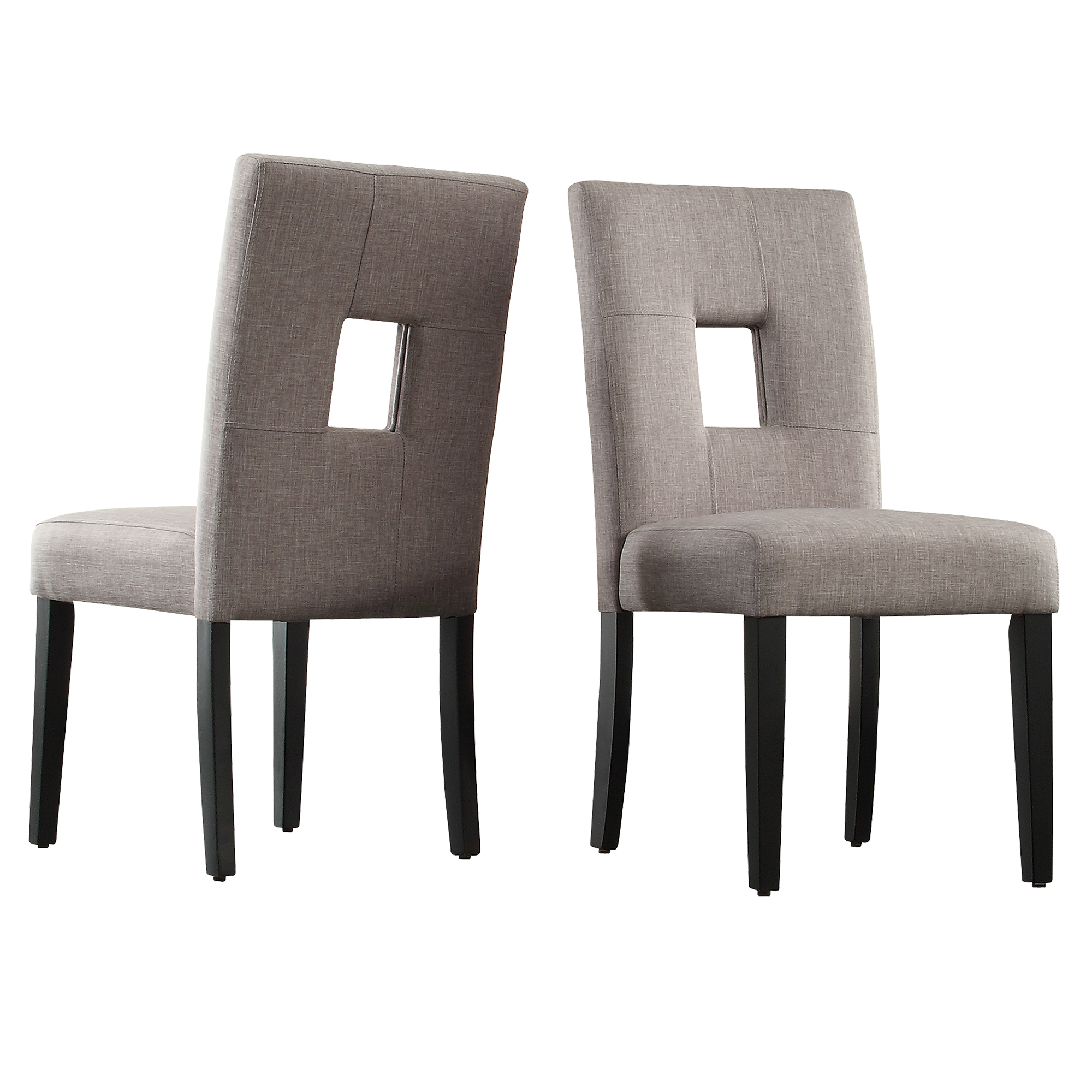 Weston Home Landen Keyhole Linen Dining Side Chair, Gray (Set of 2)