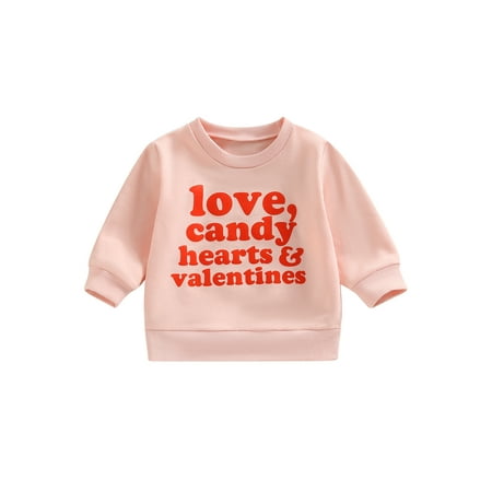 

Arvbitana Valentine s Day Toddler Baby Girls Sweatshirts Pullovers Top Letter Print Long Sleeve Crew Neck Tops Spring Clothes