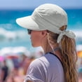 thumbnail image 3 of OIUUAK 2-in-1 Women’s Sun Visor Sun Hat Zipper Off Ponytail Friendly, Lightweight Breathable Quick Dry, Summer UV Protection Sports Beach Vacation, Light Ashy, 3 of 8