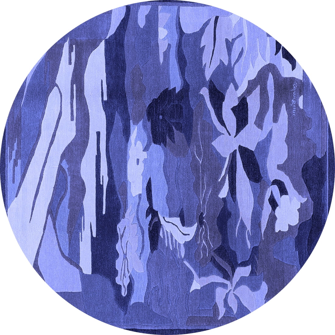Ahgly Company Indoor Round Abstract Blue Modern Area Rugs, 5' Round ...