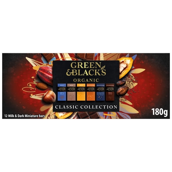 GREEN & BLACK'S Organic Milk & Dark Miniature Bars 12X15g, Imported from Britain