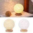 thumbnail image 2 of AMERTEER Rattan Bedside Lamp Ball Wood Rattan LED Table Lamp Decorative Bedside Lamp for Bedroom Decor Mood Light, 2 of 11