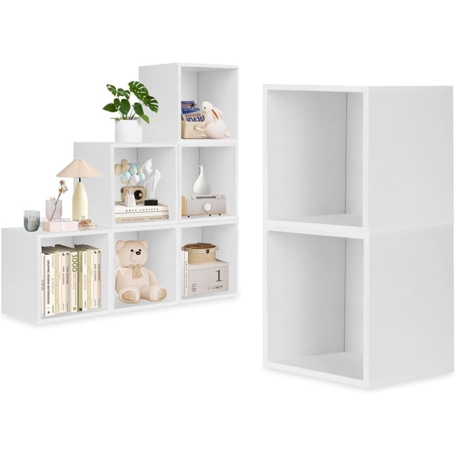 Librero Organizador de Cubos, Estante de Exhibición Independiente, Cubos Apilables, Combinación Libre, Libreros de Exhibición para Sala, Dormitorio, Gabinete de Almacenamiento Blanco 1PZ