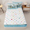 thumbnail image 4 of Homewish Girl Cartoon Hummingbird Zipper Full Size Comforter Sets with Fitted Sheet and 2 Pillowcases, Blue Flower Zipper Bedding Set, Polka Dots Reversible, 4-Piece, 4 of 6