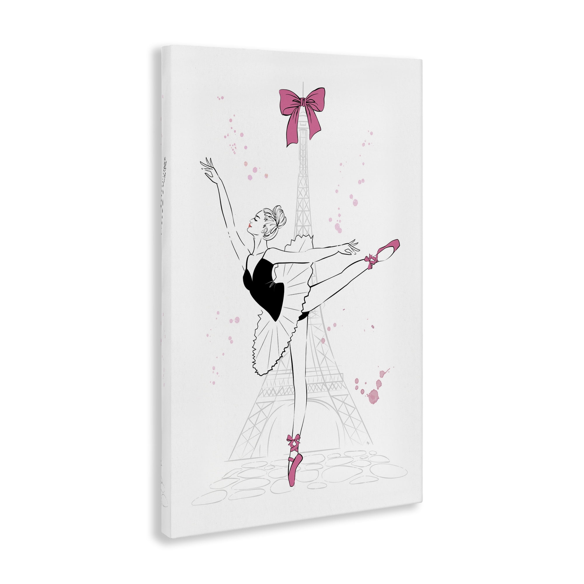 Stupell Industries Ballerina & Eiffel Tower Novelty Painting Gallery Wrapped Canvas Art Print Wall Art, 20 x 30