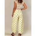 thumbnail image 4 of Women'S Polka-Dot Print High-Waist Seamed Wide-Leg Cropped Casual Pants Light Yellow L, 4 of 9