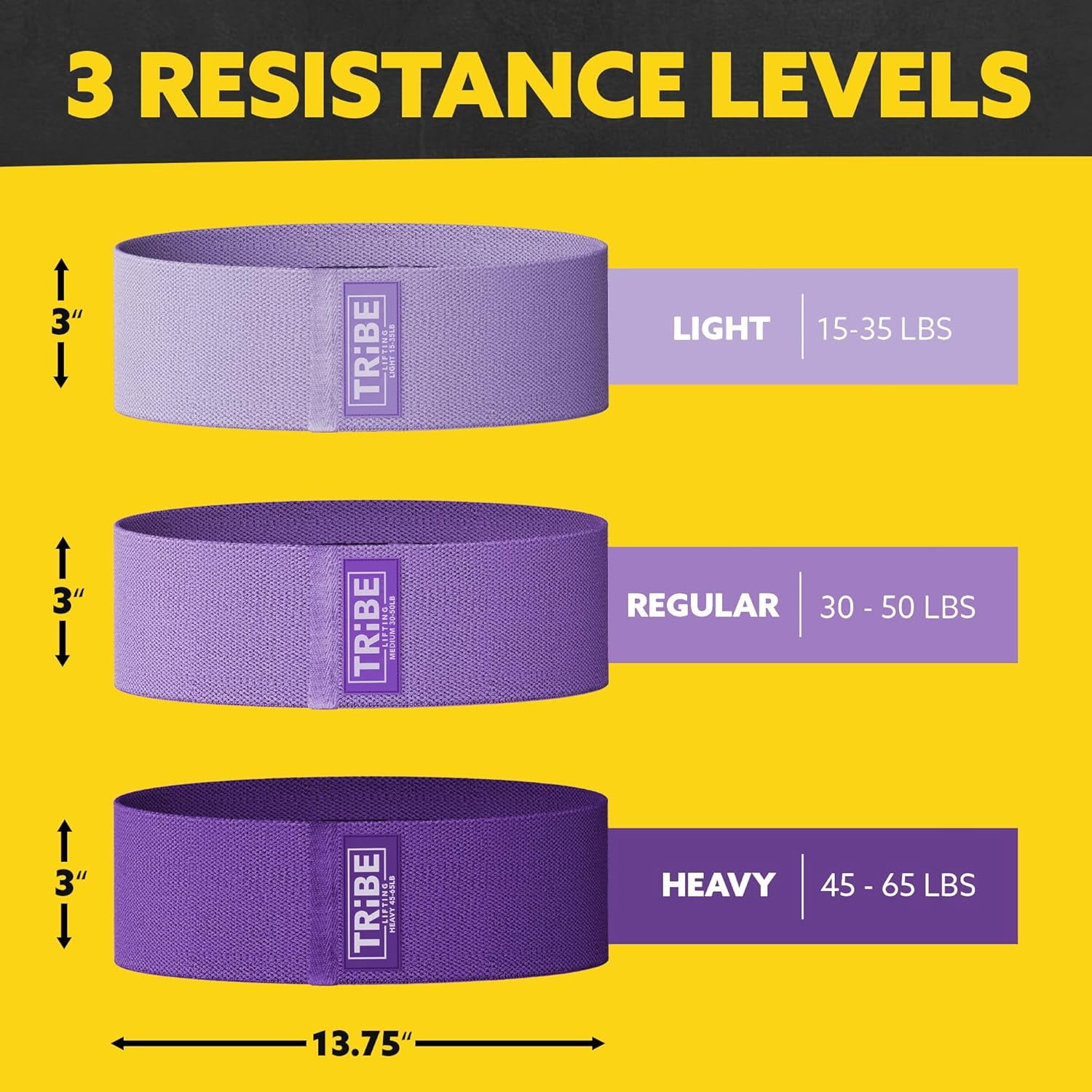 JJEAN-Resistance Bands for Working Out - 3 Pack Fabric Workout Bands for Women and Men - Booty Bands for Legs and Glute - Non Slip Exercise Bands Set for Squat Hip Thigh