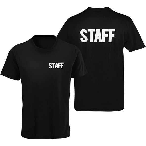Men's Staff Short Sleeve T-Shirt BB, Chest Print, Black-White, X-Large