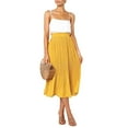 thumbnail image 3 of Womens High Waist Polka Dot Pleated Skirt, Midi Swing Skirt with Pockets,Summer Boho Halter Skirt, Yellow, Medium Size, 3 of 8
