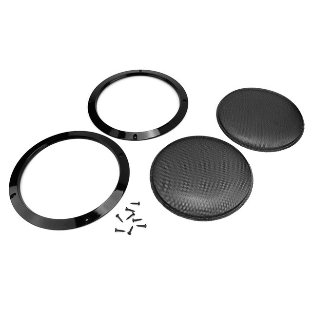 Un par de cubiertas de bocina de altavoz negras de 8 pulgadas, cubierta de altavoz de Metal de plástico ABS para coche