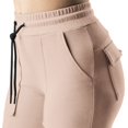 thumbnail image 4 of Women Casual Elastic Waist Linen Crop Pants Wide Leg Loose Side Lace Palazzo Pants with Pockets Summer Beach Gauze Trousers, 4 of 8