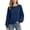 Dark Blue, variant on Womens Batwing Sleeve Tops Crew Neck Striped Knitted Pullover Shirts Solid Color Loose Sweater