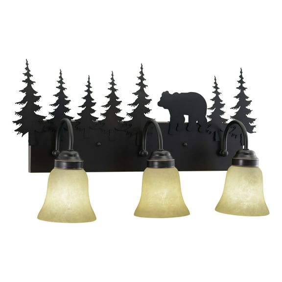 Bozeman 3 Light Bronze Rustic Bear Bathroom Vanity Fixture