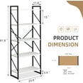 thumbnail image 2 of BOBOKY 5 Tier Bookshelf, Modern Tall Bookcase, Industrial Book Shelves Display Standing Shelf, Free Standing Storage Organizer for Bedroom, Living Room,White, 2 of 10