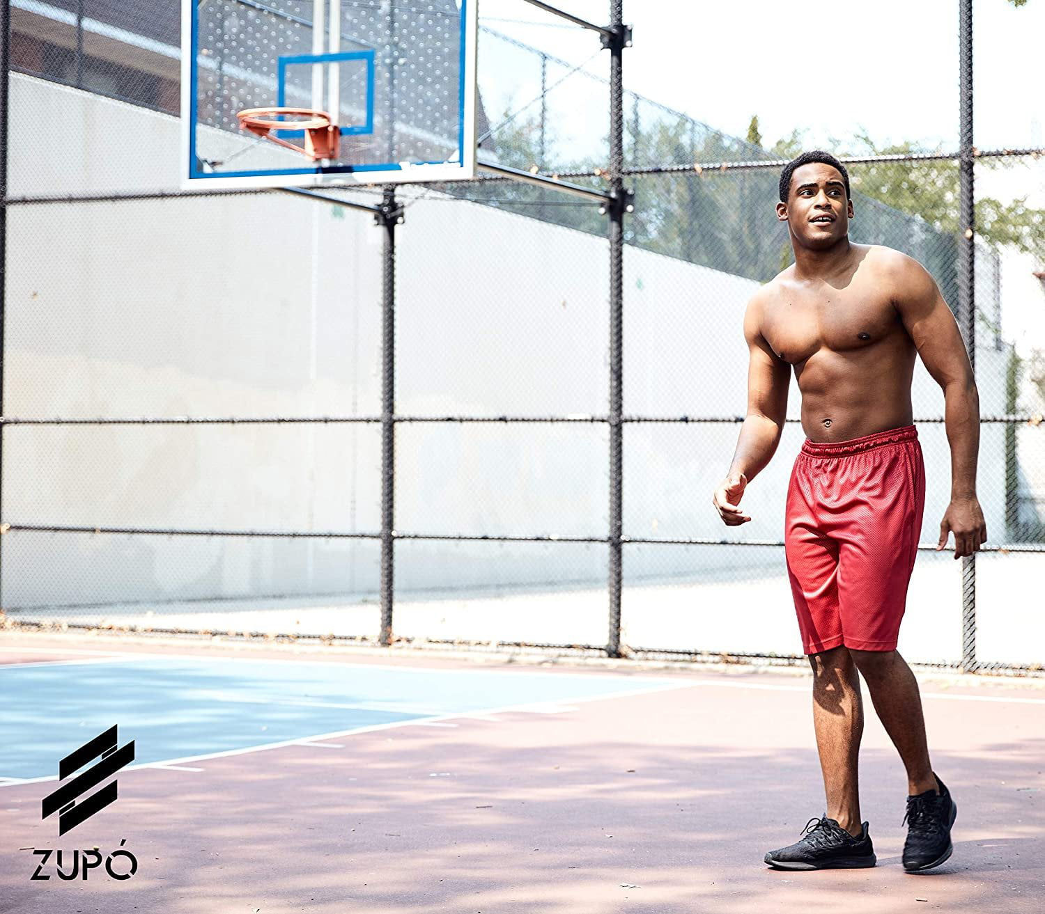 Men's Active Performance Quick-Dry Athletic Workout Gym Knit Basketball Shorts with Pockets Zupo 4 Pack