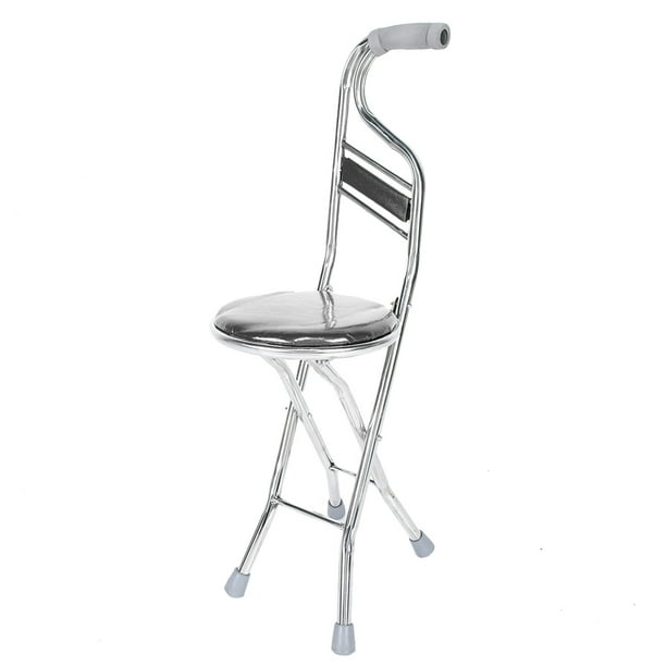 Bastón con Asiento Plegable, Bastón con Asiento, Bastones para Caminar, Bastón Grueso Antideslizante de Cuatro Patas para Ancianos, Ayudas para Viajes al Aire Libre(negro) Amonsee No