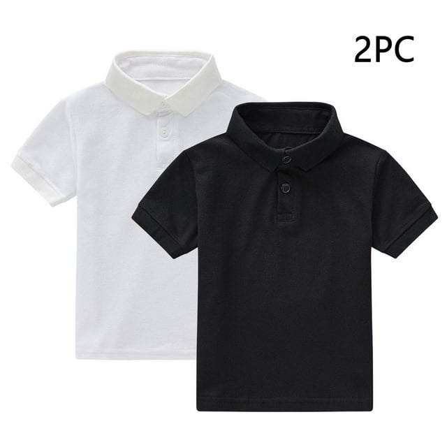 YUNAFFT Polos pour Enfants Été Décontracté Couleur Unie Manches Courtes Col Rond Lot de 2 Style Décontracté de Tous les Jours