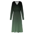 thumbnail image 4 of XuJwPNcy Womens Fall Formal Dresses Long Sleeve V Neck Dresses Elegant Trendy Solid Midi A-Line Flowy Dresses, 4 of 5