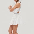thumbnail image 2 of Women's Sleeveless Zip Front High Neck Tennis Dress with Pleated Skirt and Contrast Waist Trim - X Large, White, 2 of 7