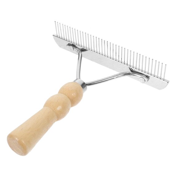 for Horse Nail Rake, Livestock Brush Practical Hair Comb with Wooden Handle Metal Pins, Pet Hairbrush Dog Cat Undercoat Rake Grooming Tool for Cattle Goat Sheep, Cleaning Supply for Removing Mud