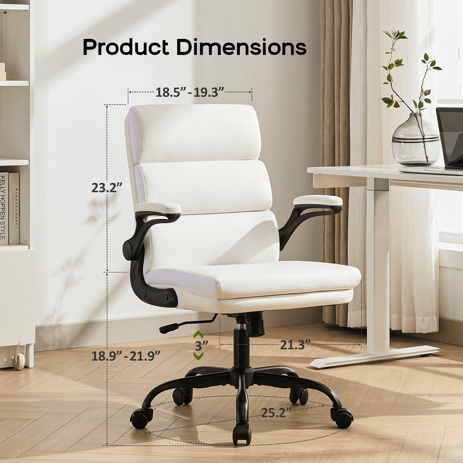 TMV Ergonomic High Back Gaming Chair - Adjustable Desk Office Chair with Lumbar Support, Perfect as Computer Desk Chair，White