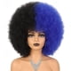 thumbnail image 1 of Zhuge Peluca afro suave de los años 70 para mujeres Pelucas de cabello afro rizado con flequillo Peluca afro de cabello sintético Peluca afro para uso diario en fiestas, negra y azul, 1 of 2