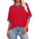 thumbnail image 3 of Tejiojio Womens T Shirts Loose Fit Short Sleeve Tees Crew Neck Color Block Summer Tops 2026 Fashion, 3 of 5